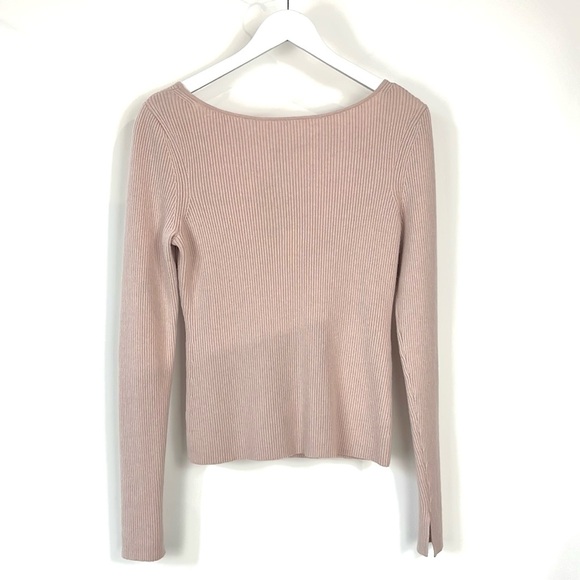 Elizabeth and James Fay Petal-Pink Tie Back Long Sleeve Sweater - Picture 2 of 9